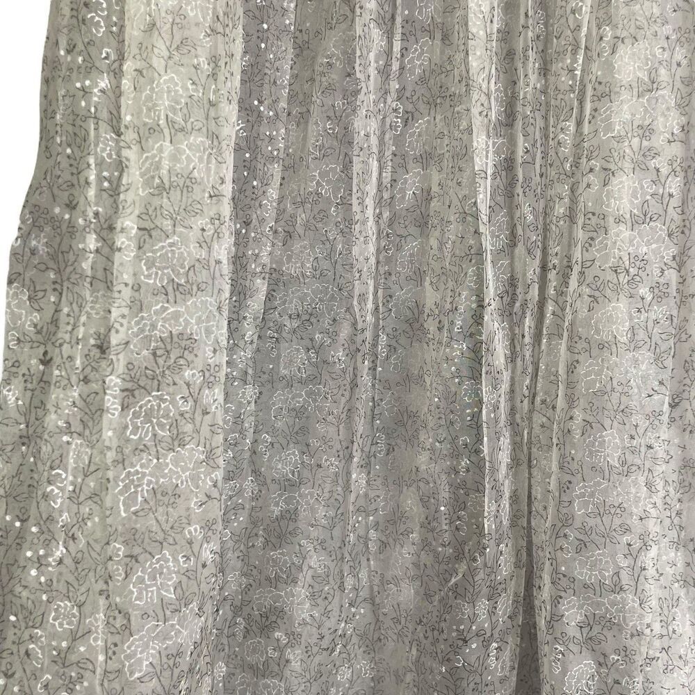 BUNA 100% Linen Sheer Peasant Dress XXL Floral Cottagecore - Picture 4 of 14